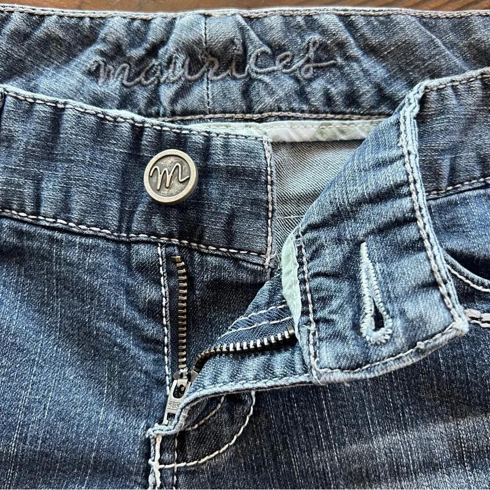 Maurices Jeans Straight Distressed Cropped Raw Hem Blue 3 4 Regular